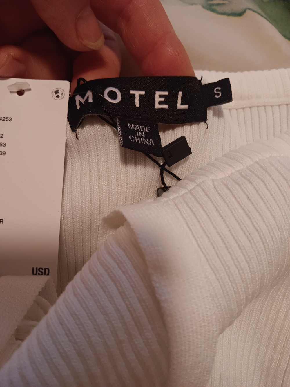 Motel Urban Outfitters White Harpy Ribbed Knit Drawstring Midi Skirt NWT Small - Picture 4 of 6